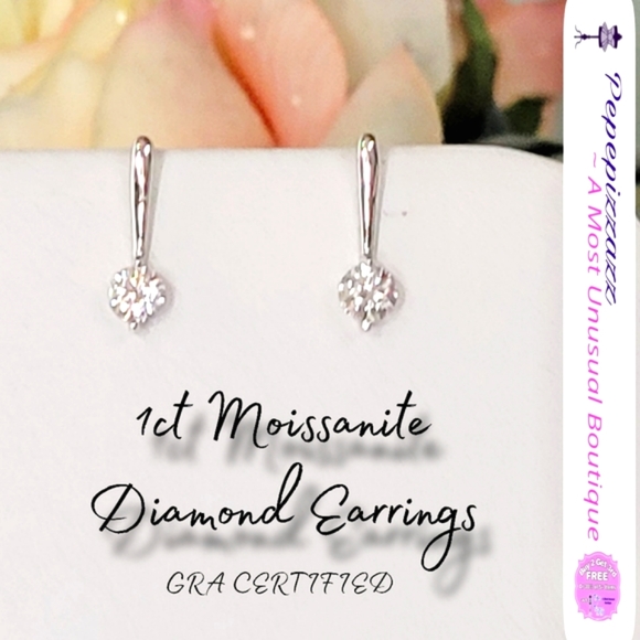 GENUINE GRA CERTIFIED MOISSONITE EARRINGS 1cwt 925 sterling silver - Picture 2 of 16